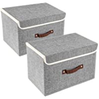 Los mejores  - UMI. by Amazon 2 Cajas de Almacenamiento Plegables con Tapas- Cajas Organizadoras - Gris